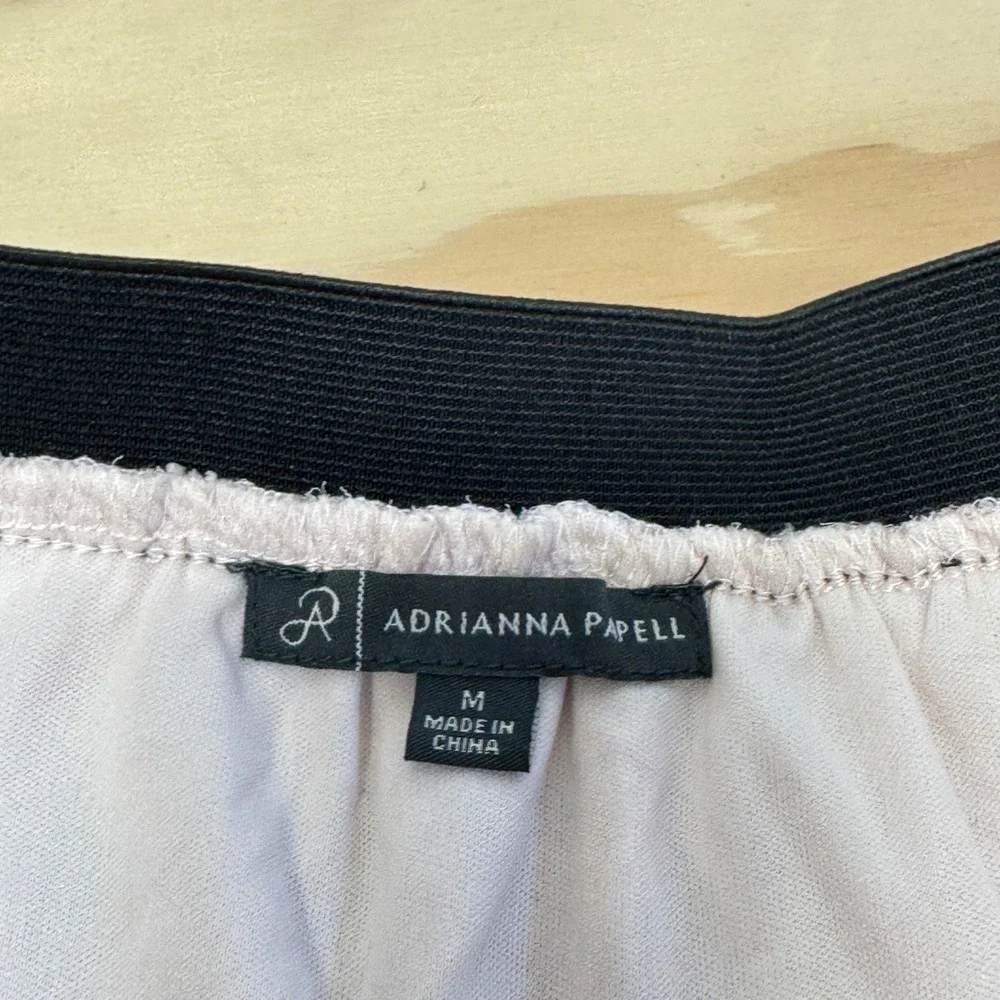 Adrianna Papell Mauve Floral Pleated Midi Skirt Elastic Waist Cottagecore Size M